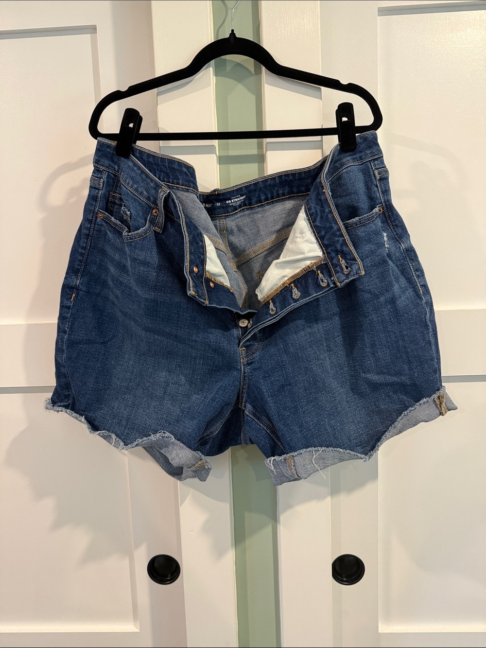 Old Navy Raw Hem Dark Blue Denim Jean Shorts